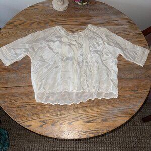 SWILDENS viscose antique white lace scalloped blouse/38